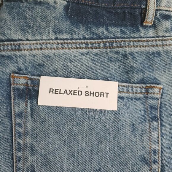 NWT ZARA button fly high waist distressed raw hems relaxed fit denim sho… - Picture 14 of 16